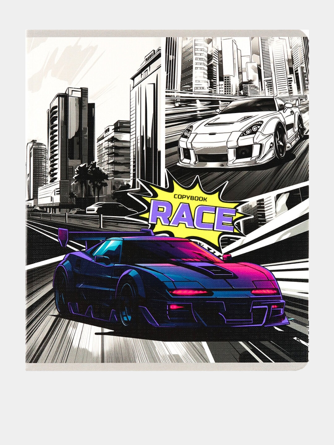 Тетрадь А5, 48л, клетка, авто в стиле комиксов, 5 шт — фото 1