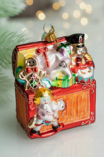 Изображение товара Ёлочная игрушка сундучок С подарками, стекло, 10 см, Winter Deco 4060451-wd