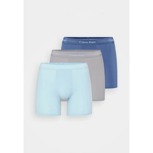 фото Трусы calvin klein boxer brief 3 pack, комплект из 3 шт., размер s, голубой, серый, синий