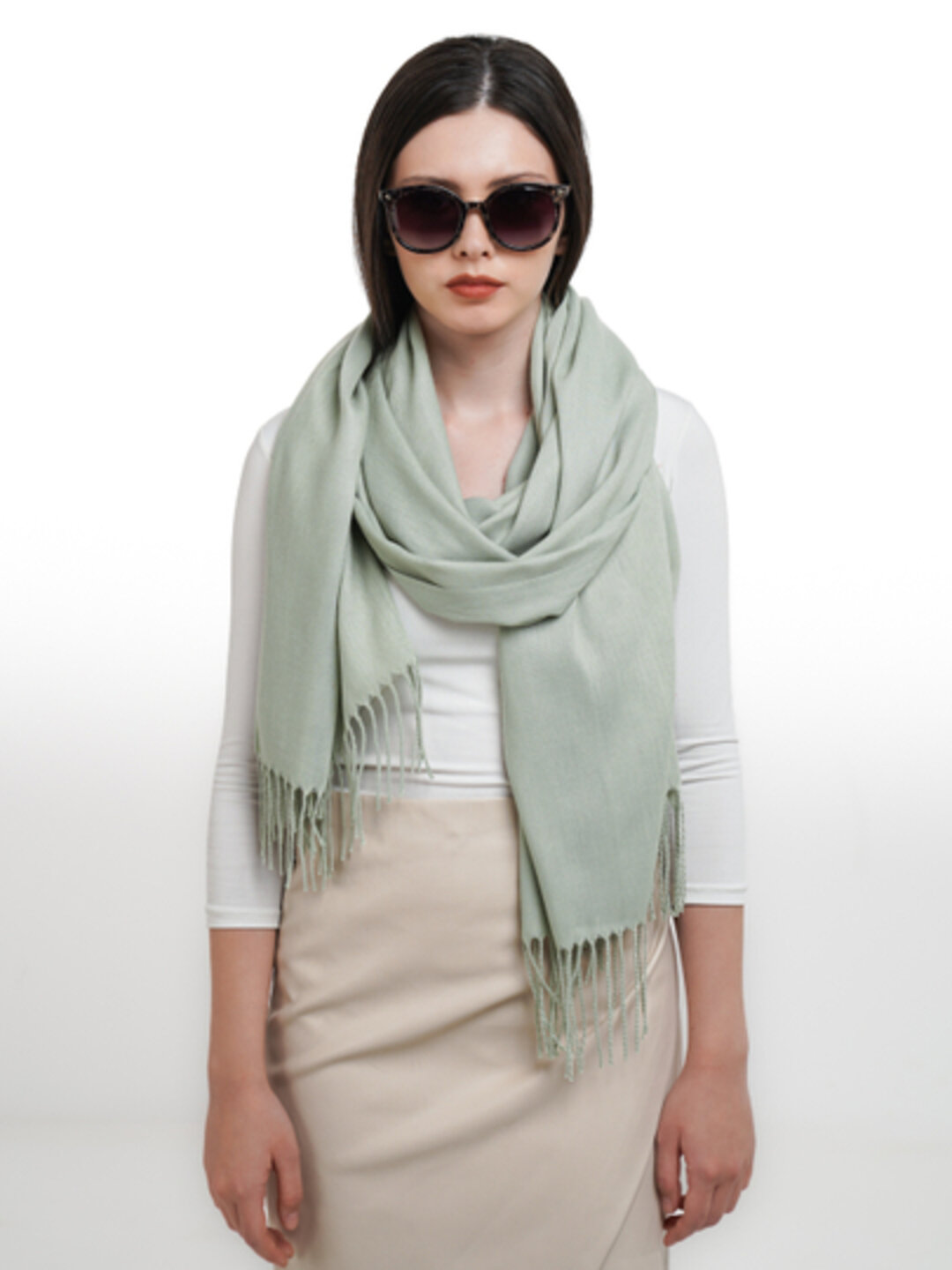 Шарф Cashmir cashmere для девочек и женщин,200х70 см, one size, салатовый