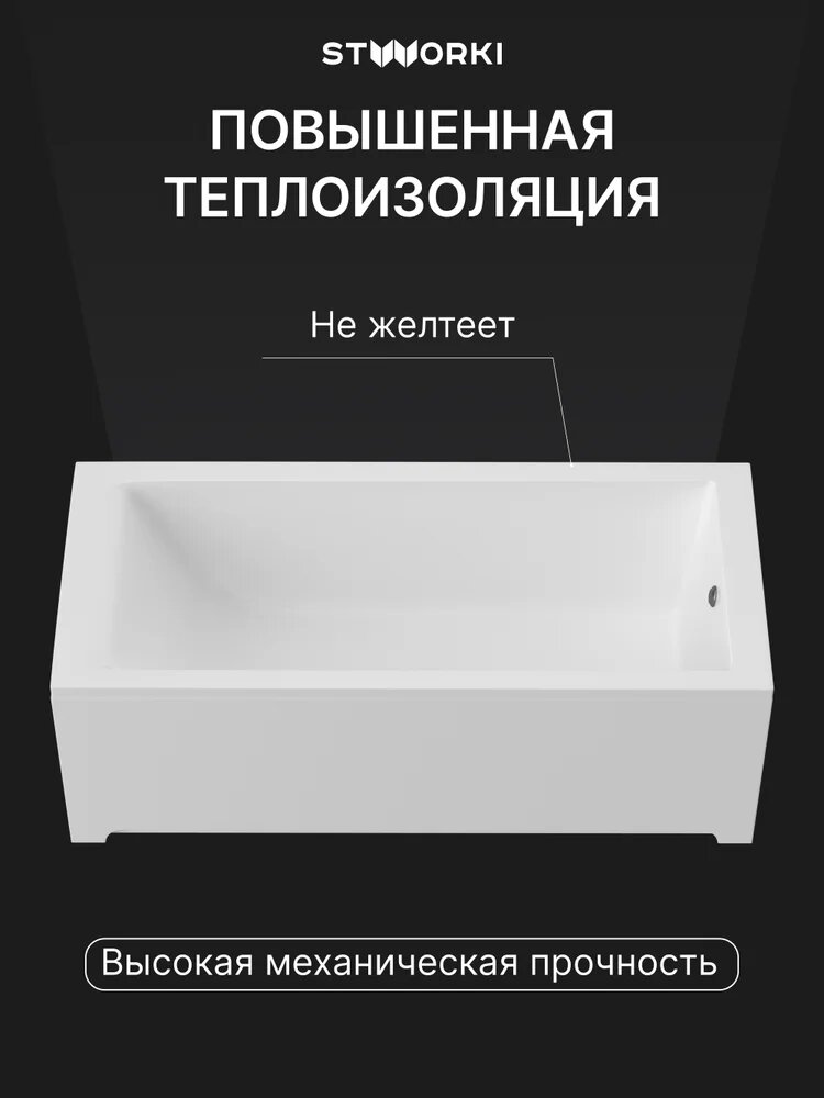 Ванна из искусственного камня (литьевого мрамора) STWORKI Ольборг 170x70 см, с ножками — фото 1