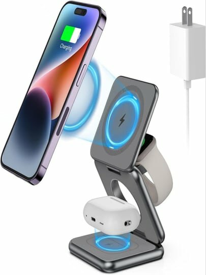 Беспроводная зарядка для телефона, наушников, часов, 35 watt, 3 в 1