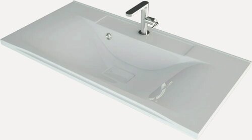 Изображение товара Мебельная раковина Madera Milen 120 накладная, встраиваемая, из искусственного мрамора, белая, глянцевая, раковина для ванной, прямоугольная