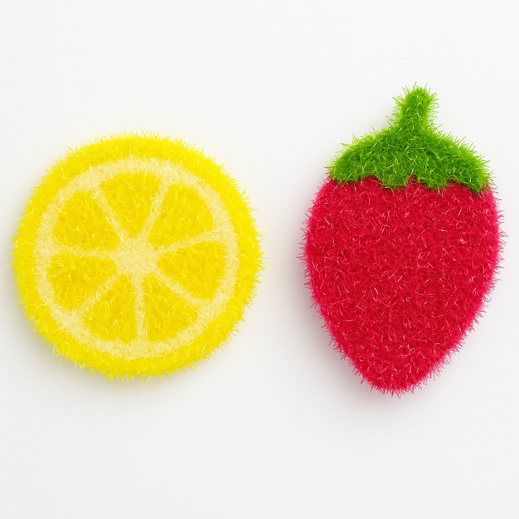 Мочалки, в виде фруктов лимона и клубники, для ванны, ручная работа