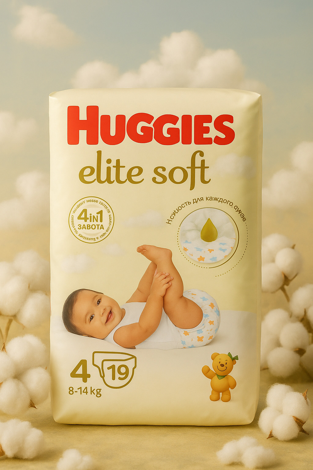 Подгузники Huggies Elite Soft 4 (8–14 кг, 19 шт)