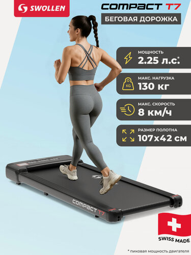 Изображение товара Беговая дорожка электрическая для дома SWOLLEN Compact T7 (2.25 л. с. - до 130 кг - 8 км./ч. - 107 х 42 см)