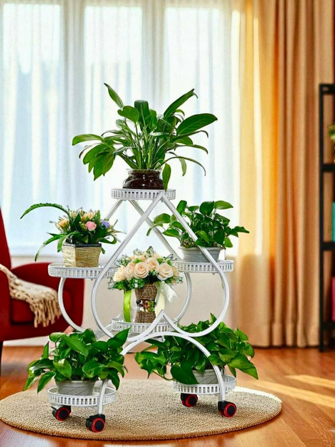 Многослойная металлическая подставка, для цветочных растений, в гостиную