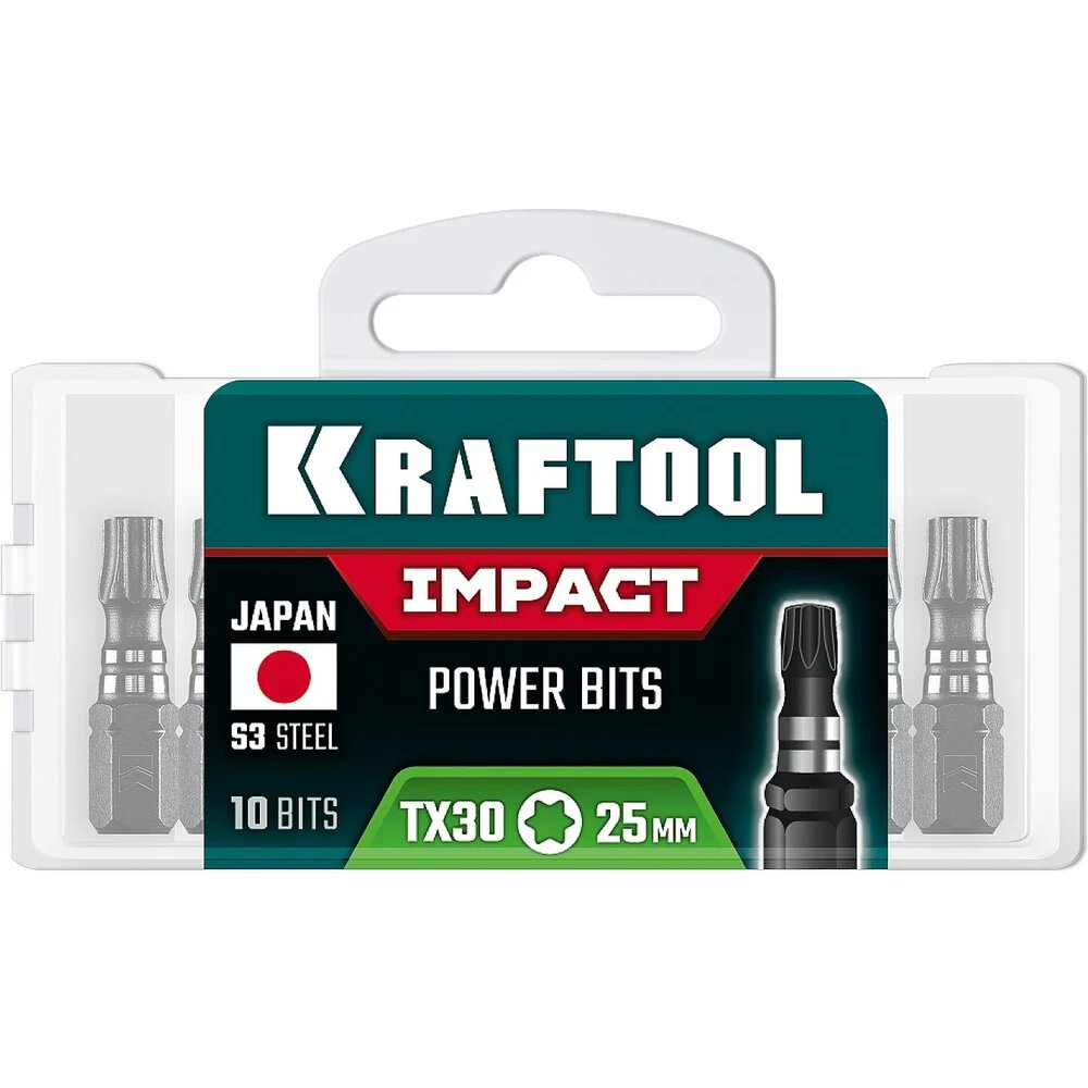 KRAFTOOL Impact TX 30 25 мм 10 шт ударные биты 26195-30-25-S10