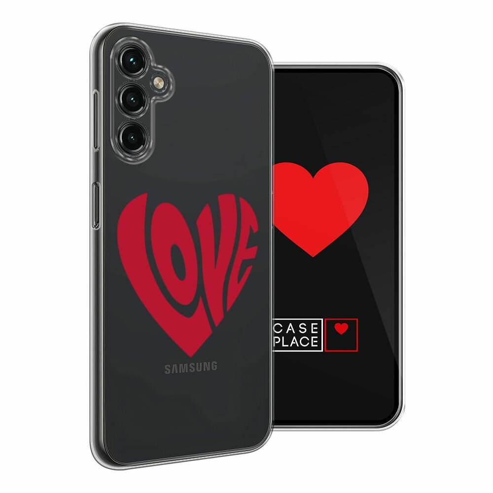 Чехол на Samsung Galaxy A14 4G / Галакси A14 4G с принтом "Love heart 2 - 14 февраля", прозрачный — фото 1