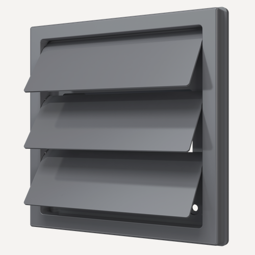 Изображение товара Вентиляционная решетка Street Line, 1515К511Ф, серый, приточно-вытяжная, с гравитационными жалюзи, с фланцем, 15 х 15 см