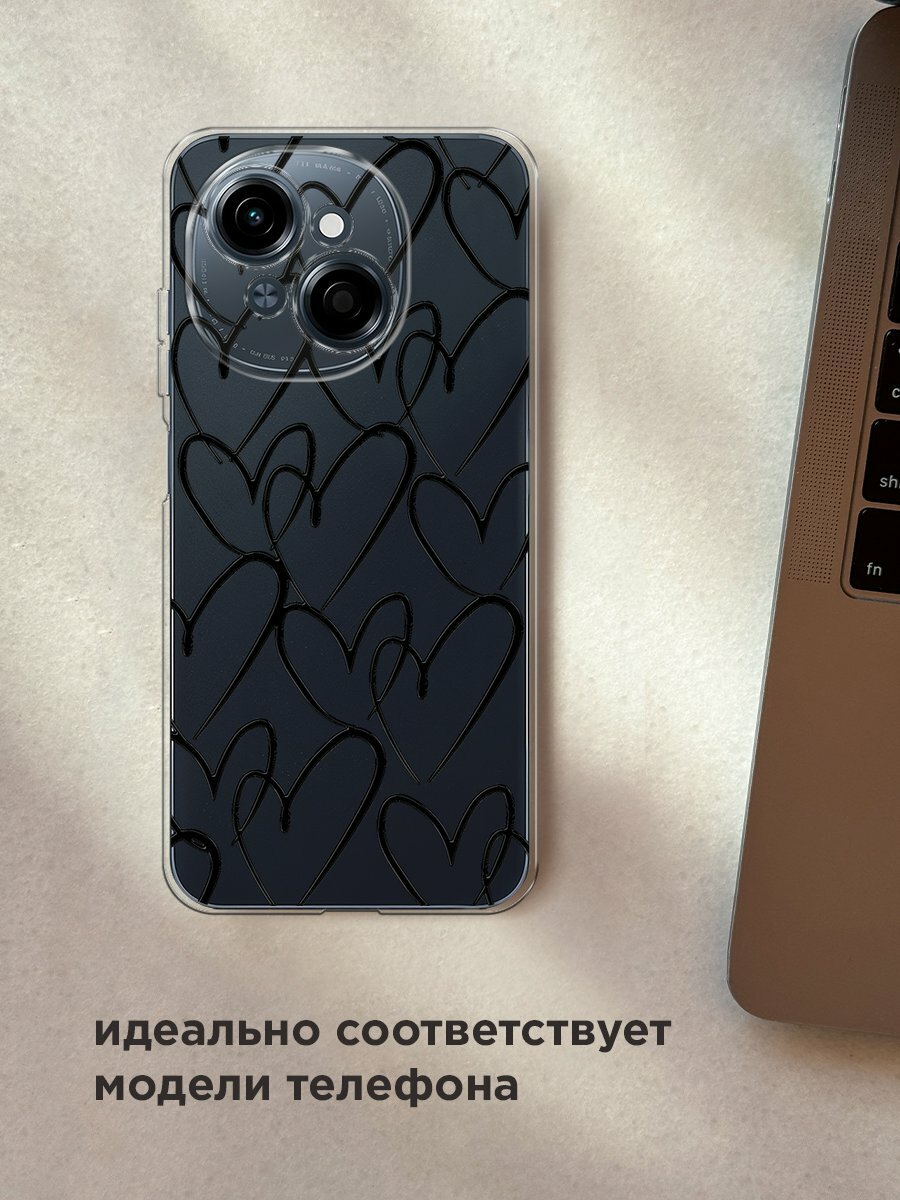 Чехол на Tecno Spark Go 1/Pop 9 / Текно Спарк Go 1/Поп 9 с принтом "Hearts doodle black 1" — фото 1