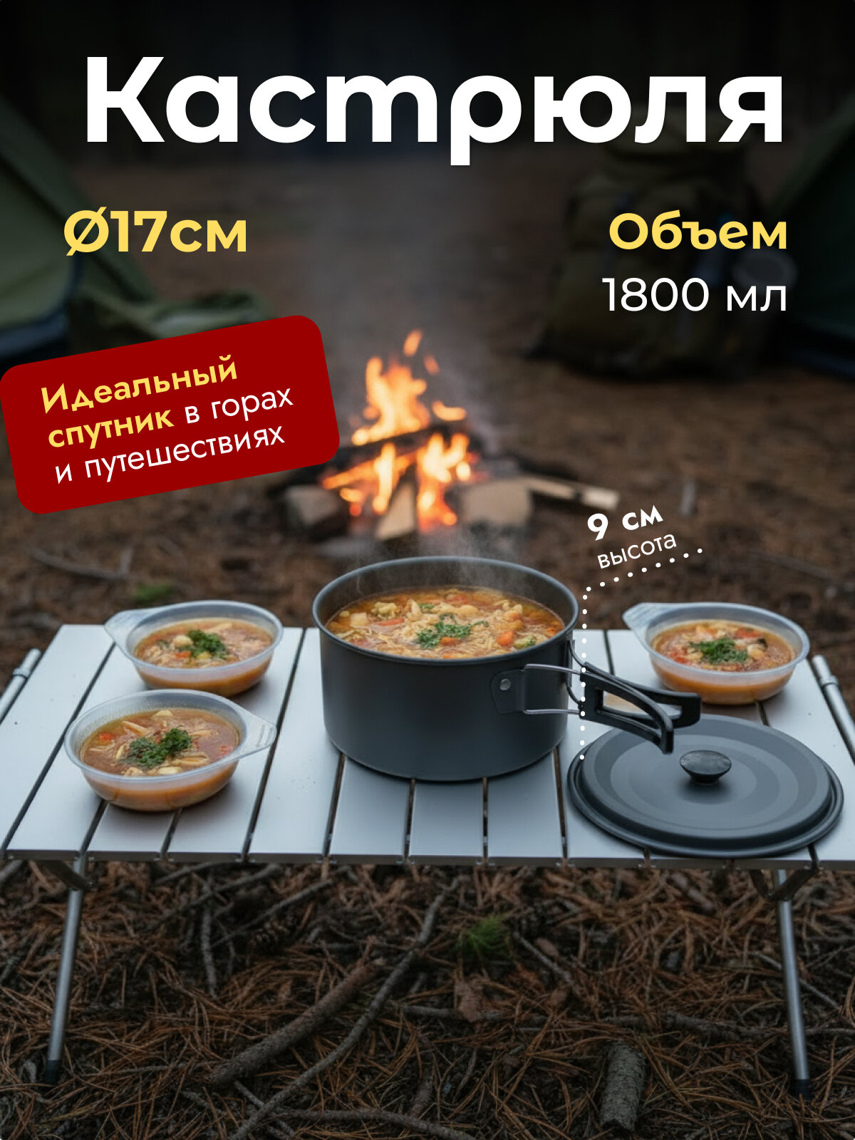 Набор посуды туристический, посуда для похода и кемпинга — фото 1