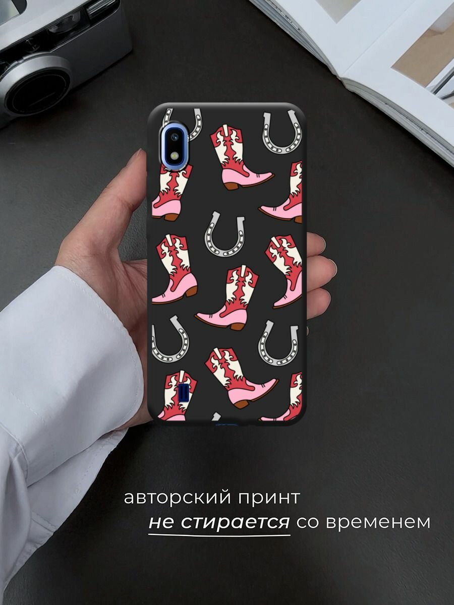 Чехол на Samsung Galaxy A10 / Самсунг А10 с принтом "Ковбойские сапоки паттерн" — фото 1