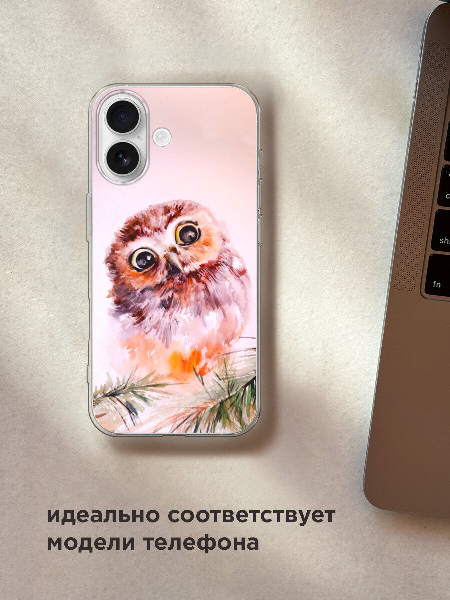 Чехол на Apple iPhone 17 / Айфон 17 с принтом Сова на розовом — фото 1