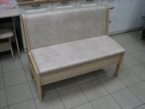 Изображение товара Диван Прямой этюд (115 см) дерево (береза) ткань велюр Columbia beige (ящик под сиденьем)