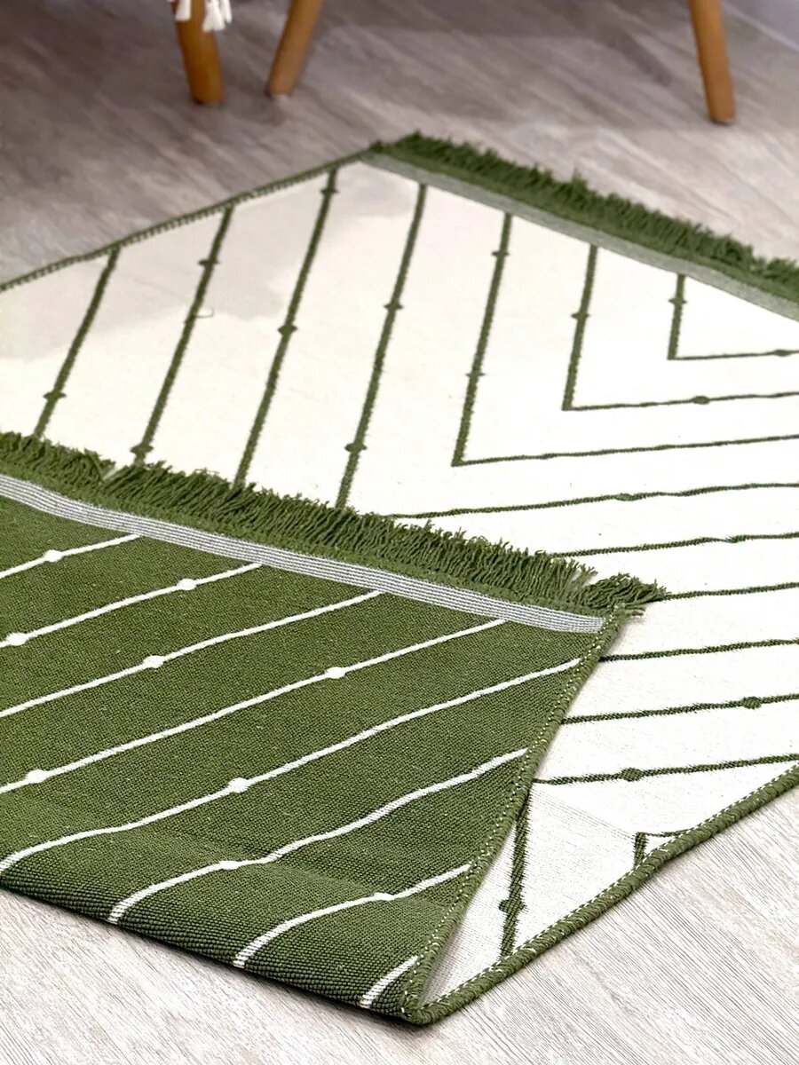 Килим хлопковый двусторонний 80х150 см, безворсовый ковер на пол, Турция — фото 1