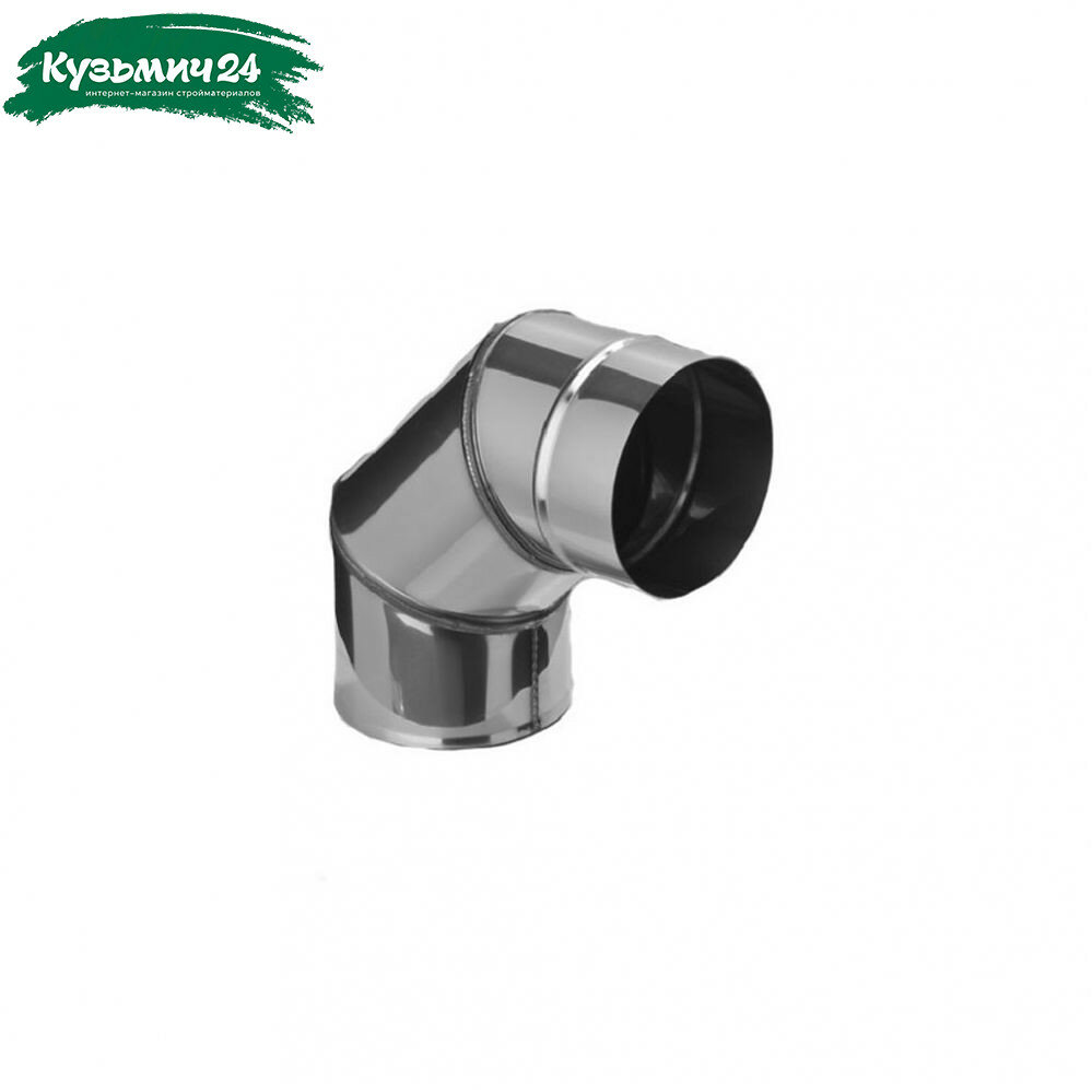 Отвод (колено) дымохода Феникс d 150 мм угол 90 гр одноконтурный нержавеющая сталь 0.5 мм