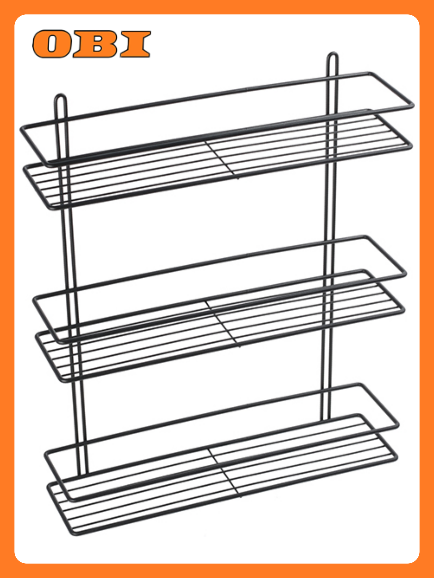 Полка прямая 3-этажная черная