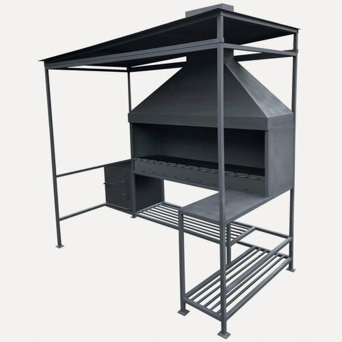 Изображение товара Мангал с большим зонтом «Ред» цельносварная конструкция, съемная жаровня и печь