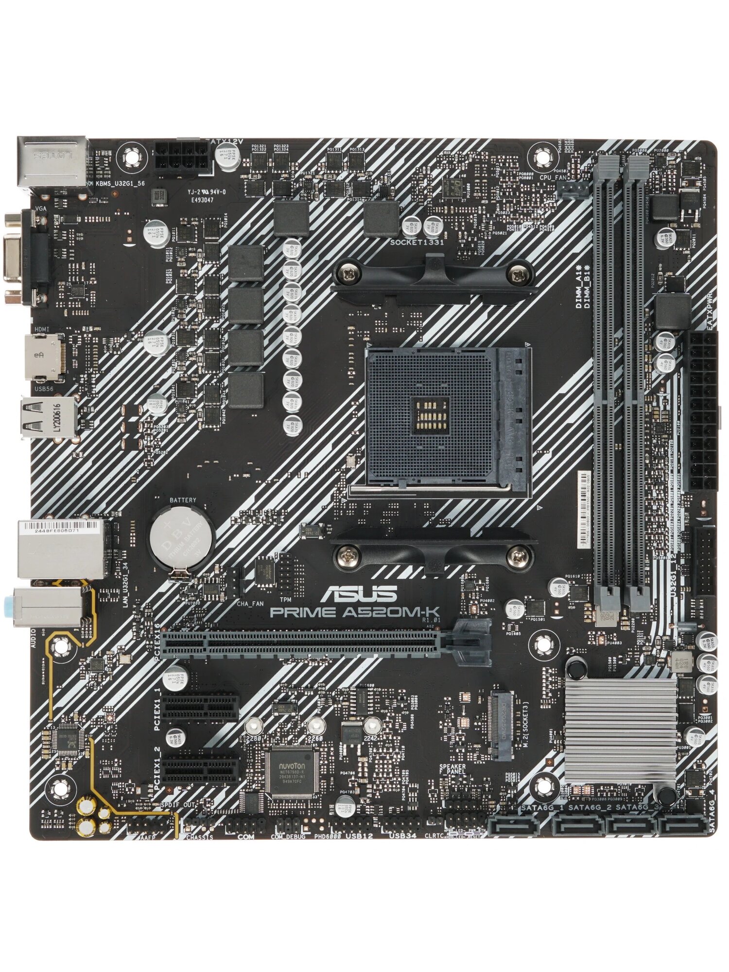 Материнская плата ASUS Prime A520M-K , AM4, microATX, 4 слота SATA