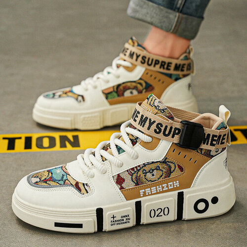 Изображение товара Весенне-осенняя парная обувь для мальчиков, высокие белые кроссовки для мальчиков, девочек и школьников.