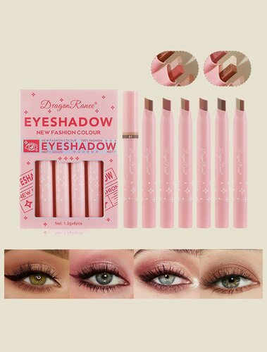 Изображение товара Двухцветные тени-карандаши для век Dragon Ranee 2в1, набор из 6 штук