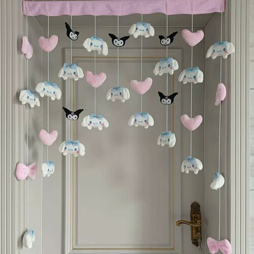 Изображение товара Дверная занавеска MINISO Hello Kitty Kuromi My Melody, 90x85cm, Розовый