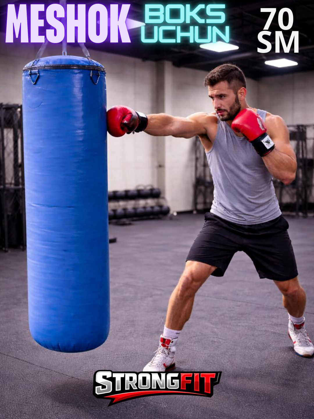 Боксерский мешок подвесной для тренировок в спортзале и дома_K_70