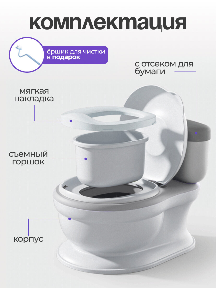 Горшок детский, унитаз для мальчика и девочки музыкальный со звуком смыва CINLANKIDS — фото 1