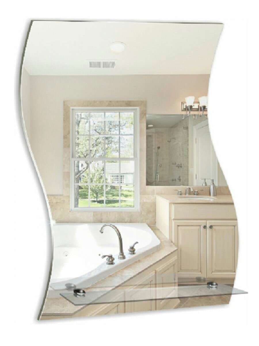 Зеркало Loranto Волна 430 х600 мм с полкой 00000030 — фото 1