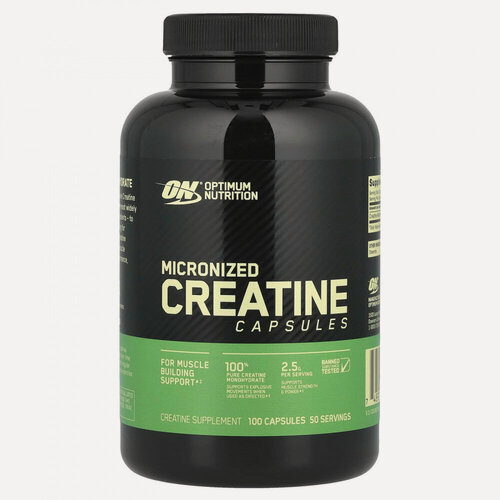 Изображение товара Optimum Nutrition, микронизированный креатин в капсулах, 100 капсул (1,25 г в 1 капсуле)