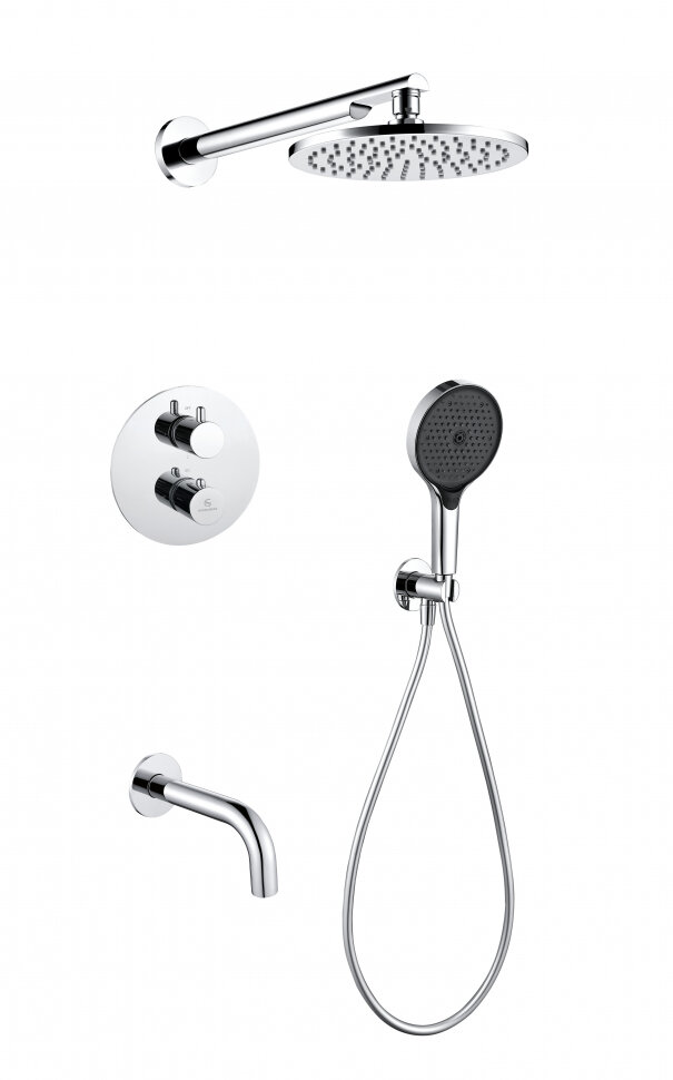 Душевая система Grocenberg GB5091, скрытая установка, с термостатом, хром