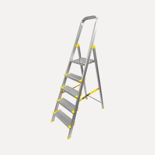 Изображение товара Стремянка С Анодированным Покрытием Alumet Серии As 5 Широких Ступеней, Рабочая Высота 3.02 М, Нагрузка 150 Кг.