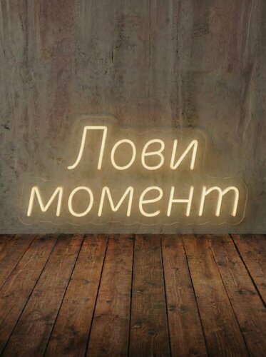 Изображение товара Неоновая вывеска "Лови момент" 50х25 см, неоновая надпись, LED светильник для дома, кофейни