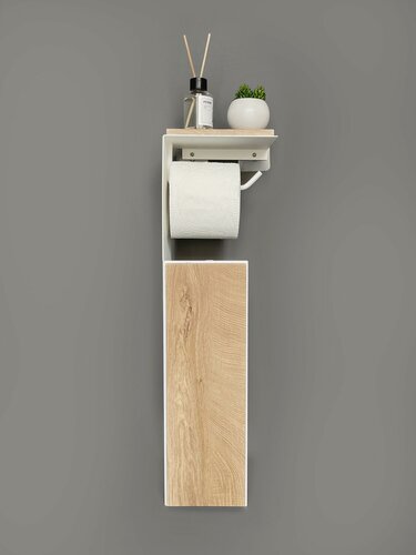 Изображение товара Держатель туалетной бумаги металлический с полочкой без ершика закрытый