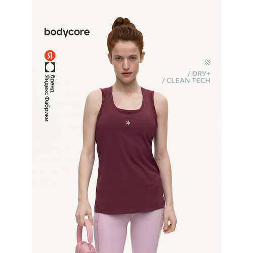 фото Майка спортивная bodycore из быстросохнущей ткани с антибактериальной пропиткой, размер 2xl, бордовый