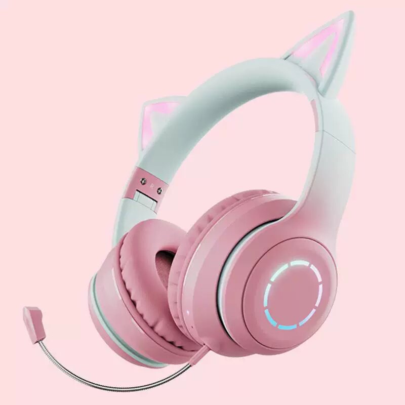 Детские беспроводные наушники Bluetooth с разъемом для TF-карты, градиентный дизайн для рассказов и прослушивания,