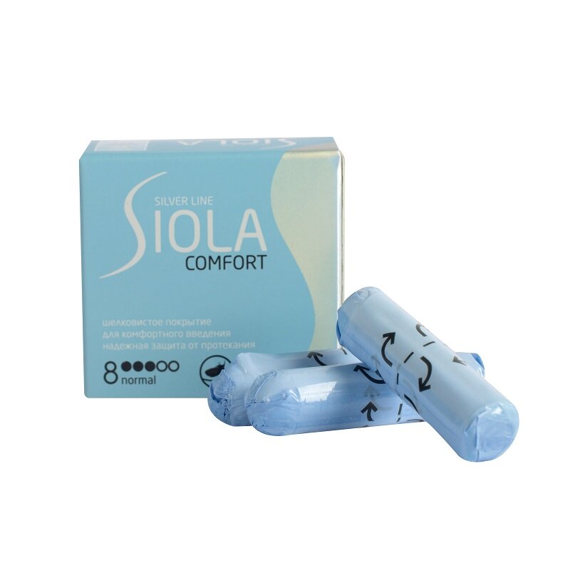 Тампоны Siola Silver Line Comfort, normal 3 капли из 5, 8шт