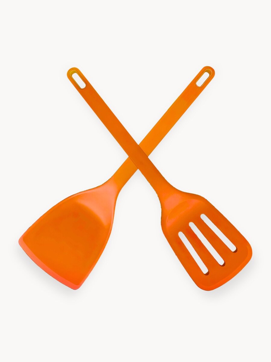 Набор кухонных кулинарных лопаток премиум для сковороды, оранжевый, 2 шт.