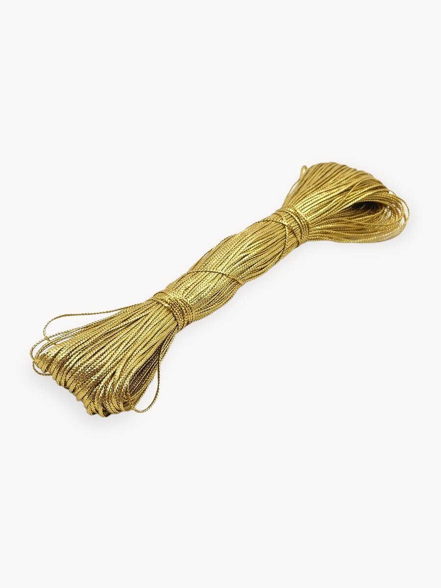 Шнур декоративный для рукоделия и шитья, 1 мм*50 м, люрекс, Красная лента (золото)