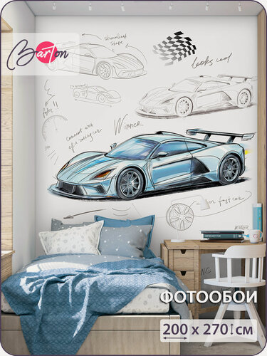 Изображение товара Фотообои на стену флизелиновые 3d Для подростков Машина Граффити 200х270 см Bartonwall K325_C