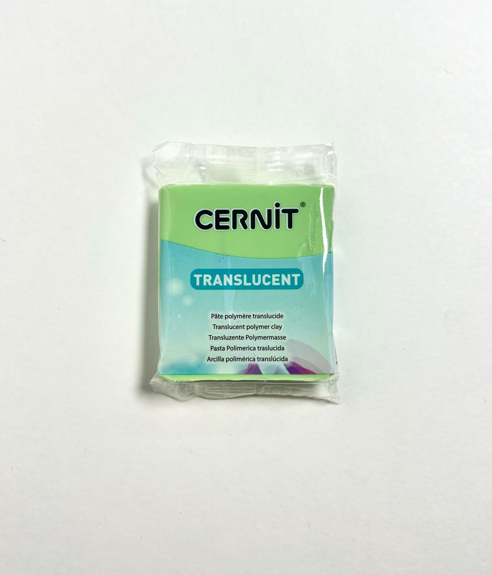 Полимерная глина Cernit "Translucent Lime green", цвет лаймовый, 56 грамм для лепки из полмерной глины