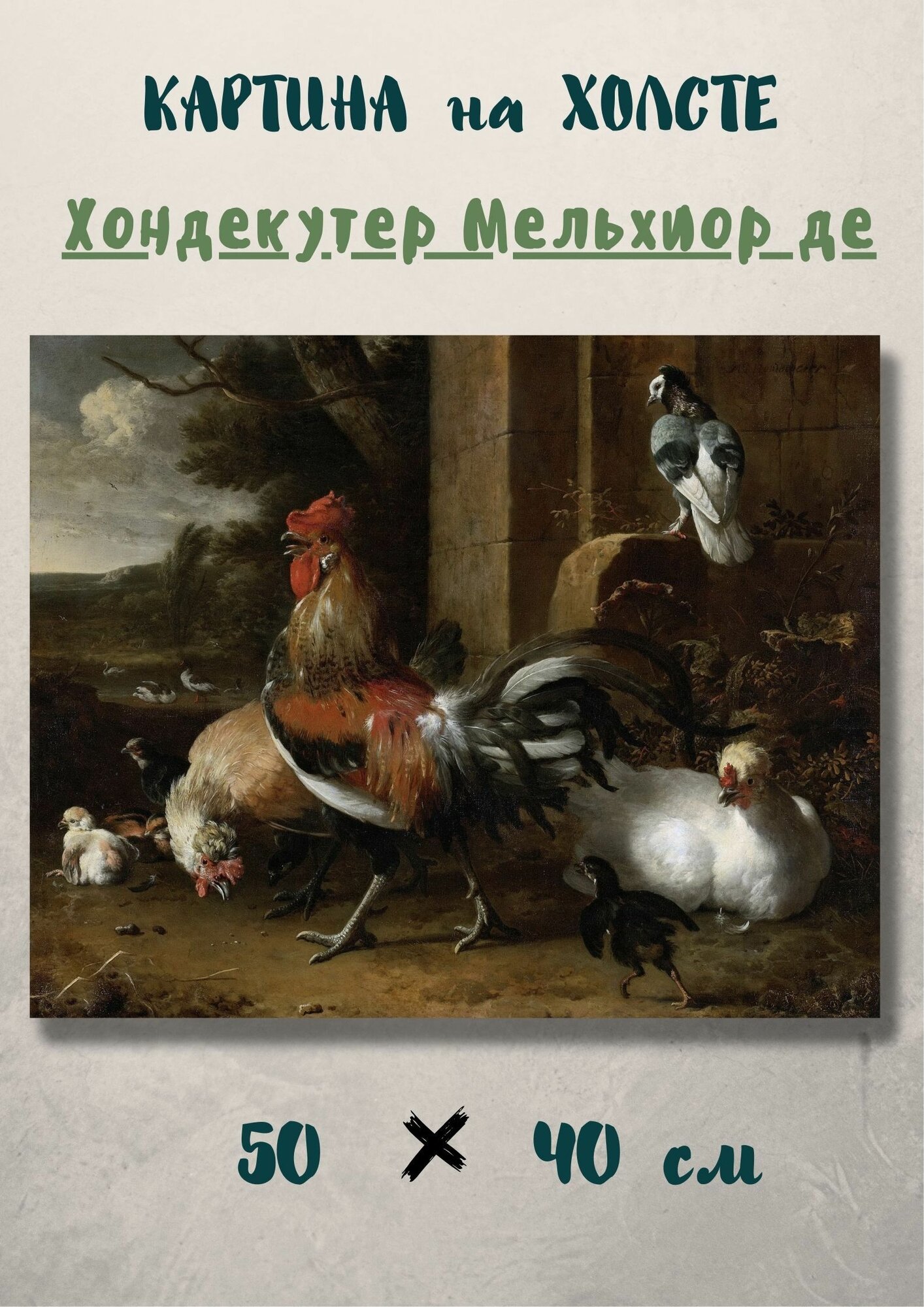 Хондекутер Мельхиор де "Курятник". Картина 50х40