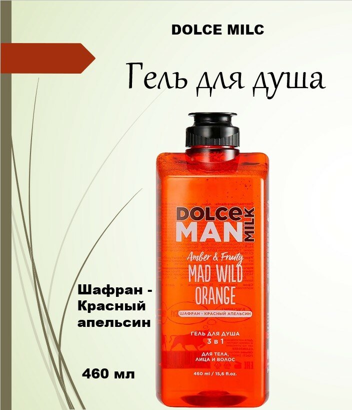 DOLCE MILK Гель для душа 3 в 1 «БЕДОВЫЙ АПЕЛЬСИН», 460 мл, мужской