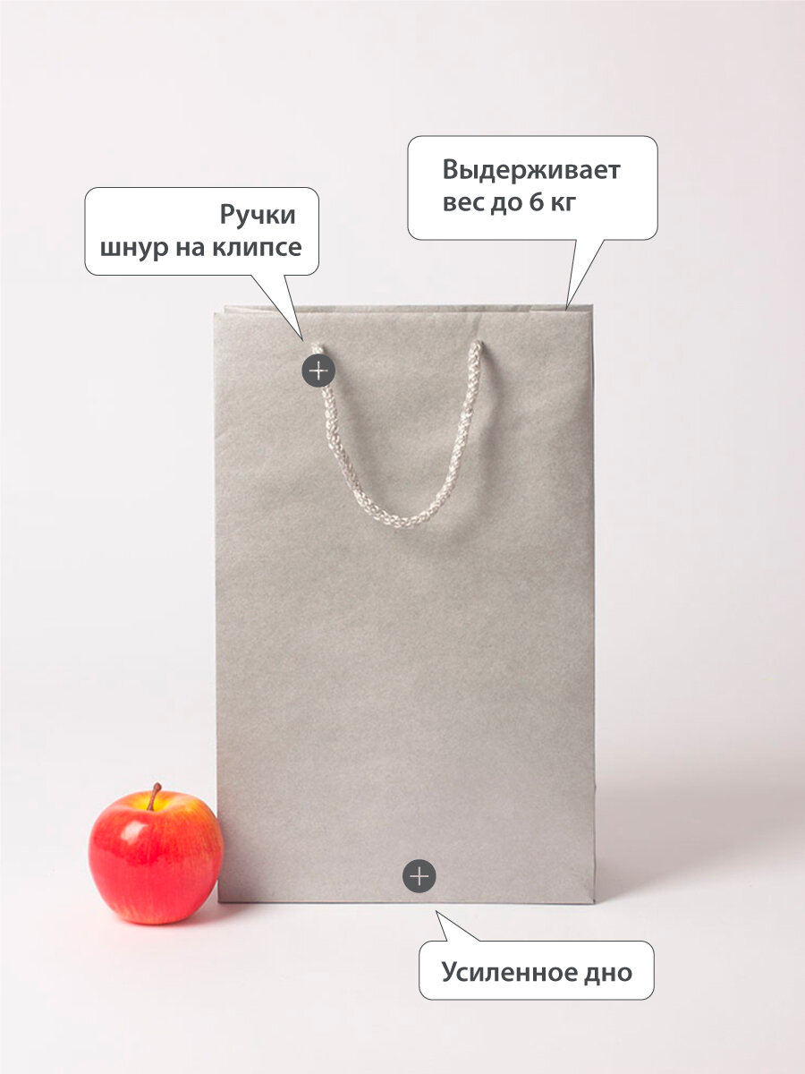 Пакет подарочный "Плотный крафт"- 23х36х10 — фото 1