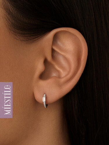 Изображение товара Серьги конго, серебро, 925 проба, родирование, фианит