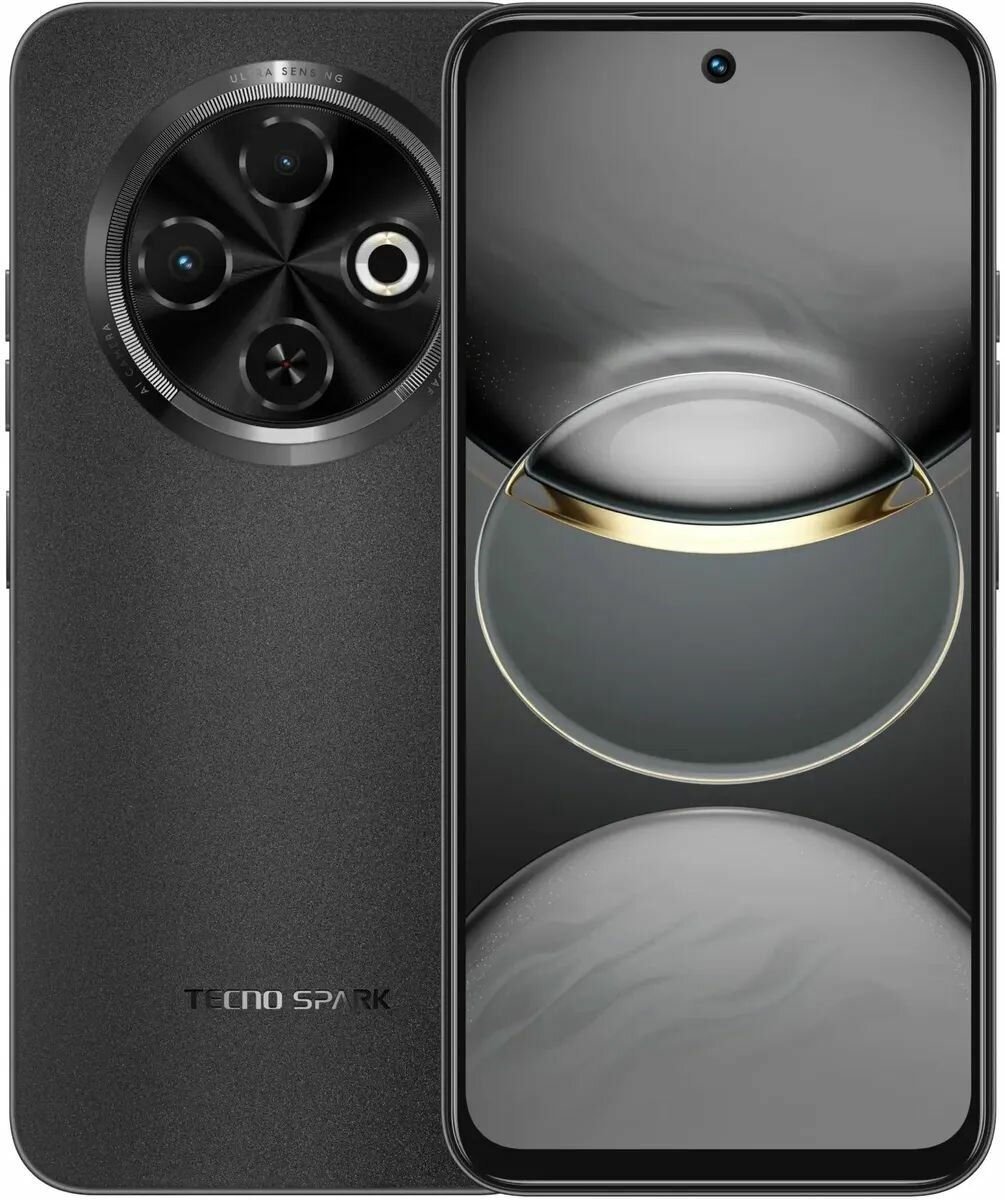 Смартфон Tecno Spark 30C 256Gb 8Gb черный 3G 4G 2Sim 6.67" IPS 720x1600 And14 48Mpix 802.11 a/b/g/n/