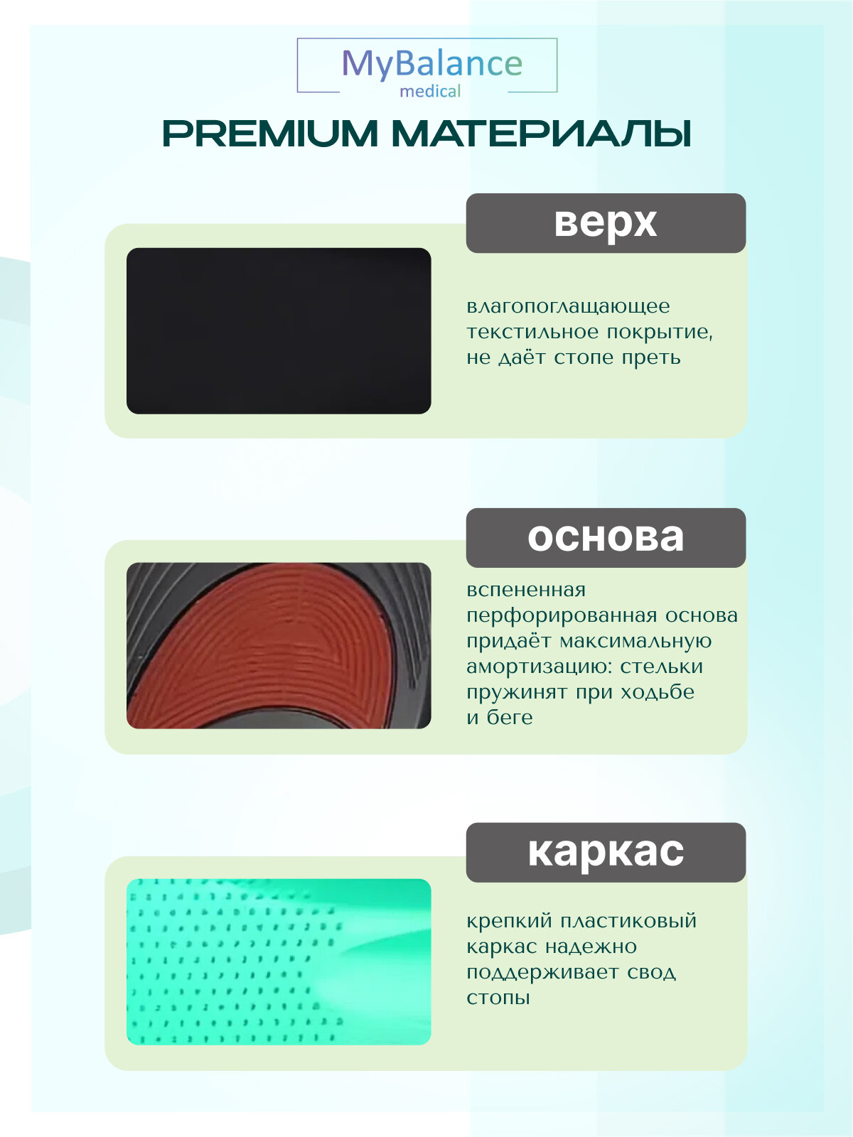 Ортопедические Стельки MyBalance Стельки для обуви ортопедические каркасные с амортизирующими вставками размер 41-46