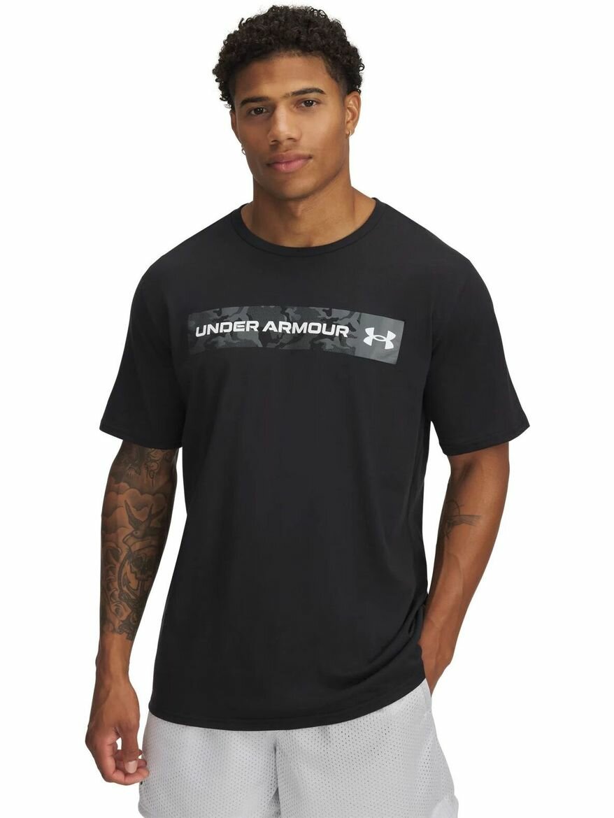 Футболка Under Armour UA CAMO CHEST STRIPE SS, размер LG, черный