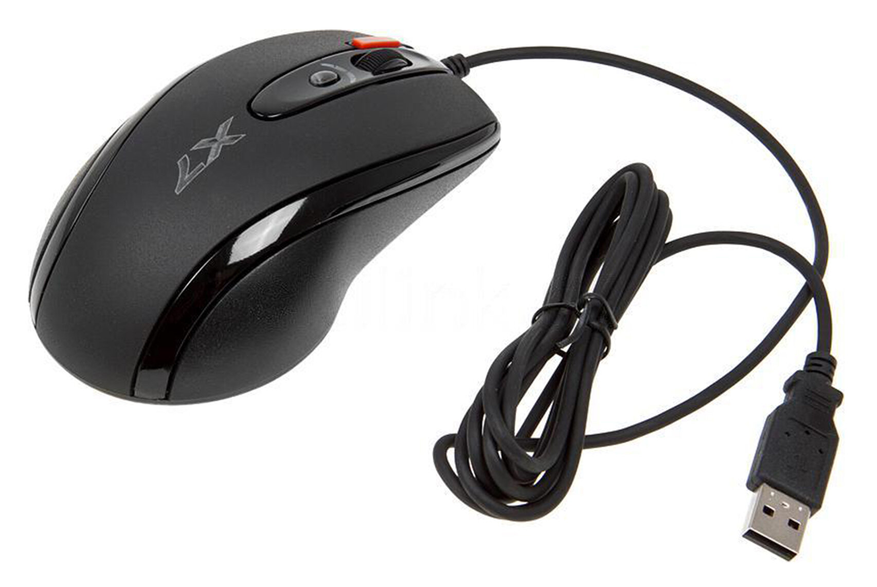 Мышь A4Tech X-718BK черный, оптическая, разрешение сенсора 3000dpi, проводная, длина провода 1.8м, кнопок: 6 — фото 1